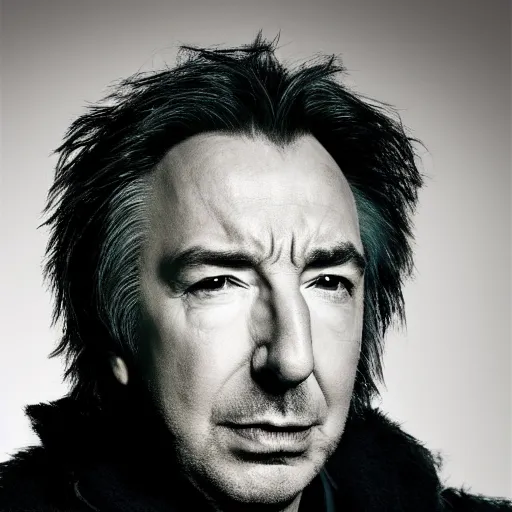 Image similar to Alan Rickman as Wolverine, portrait, photography