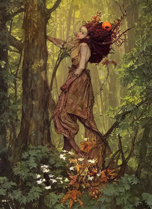 Prompt: lush elderberry forest fairy foliage painting carved in amber by chiara bautista and norman rockwell and greg rutkowski weta studio
