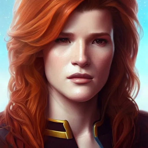 Prompt: ultra realistic illustration, bella thorne as captain janeway, intricate, elegant, highly detailed, digital painting, artstation, concept art, smooth, sharp focus, illustration, art by artgerm and greg rutkowski and alphonse mucha