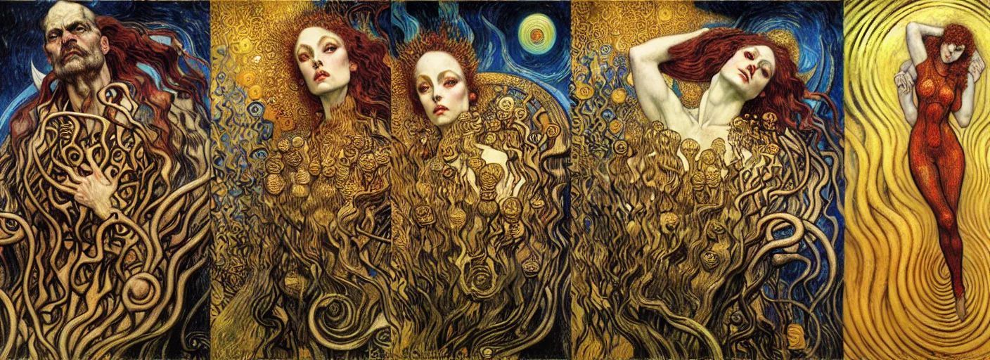 Image similar to Divine Chaos Engine by Karol Bak, Jean Delville, William Blake, Gustav Klimt, and Vincent Van Gogh, symbolist, visionary