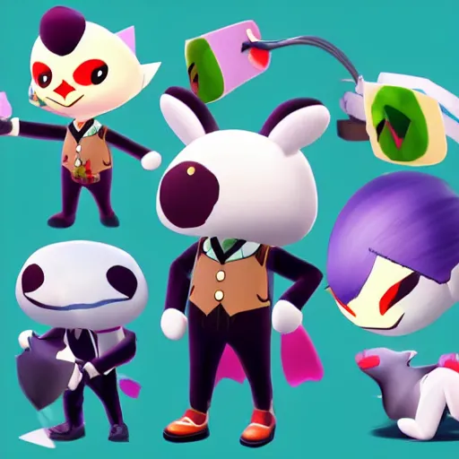 Image similar to Joker as Animal Crossing: New Horizons character,artstation,hyper detalied,