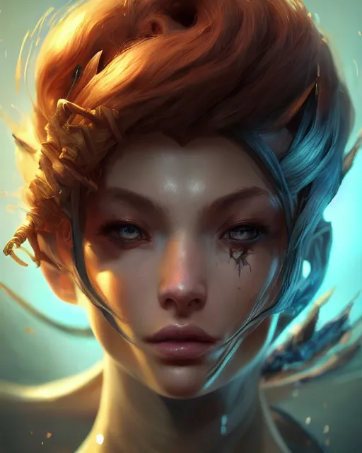 Image similar to league of legends portrait, au naturel, hyper detailed, digital art, trending in artstation, cinematic lighting, studio quality, smooth render, unreal engine 5 rendered, octane rendered, art style by klimt and nixeu and ian sprigger and wlop and krenz cushart.