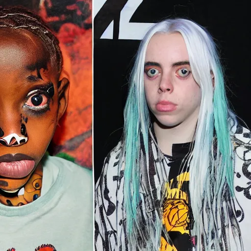 Image similar to billie eilish as an starving african child