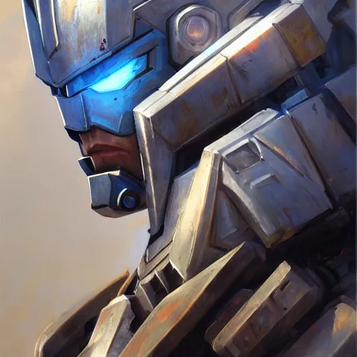 Image similar to greg manchess portrait painting of armored optimus prime as overwatch character, medium shot, asymmetrical, profile picture, organic painting, sunny day, matte painting, bold shapes, hard edges, street art, trending on artstation, by huang guangjian and gil elvgren and sachin teng