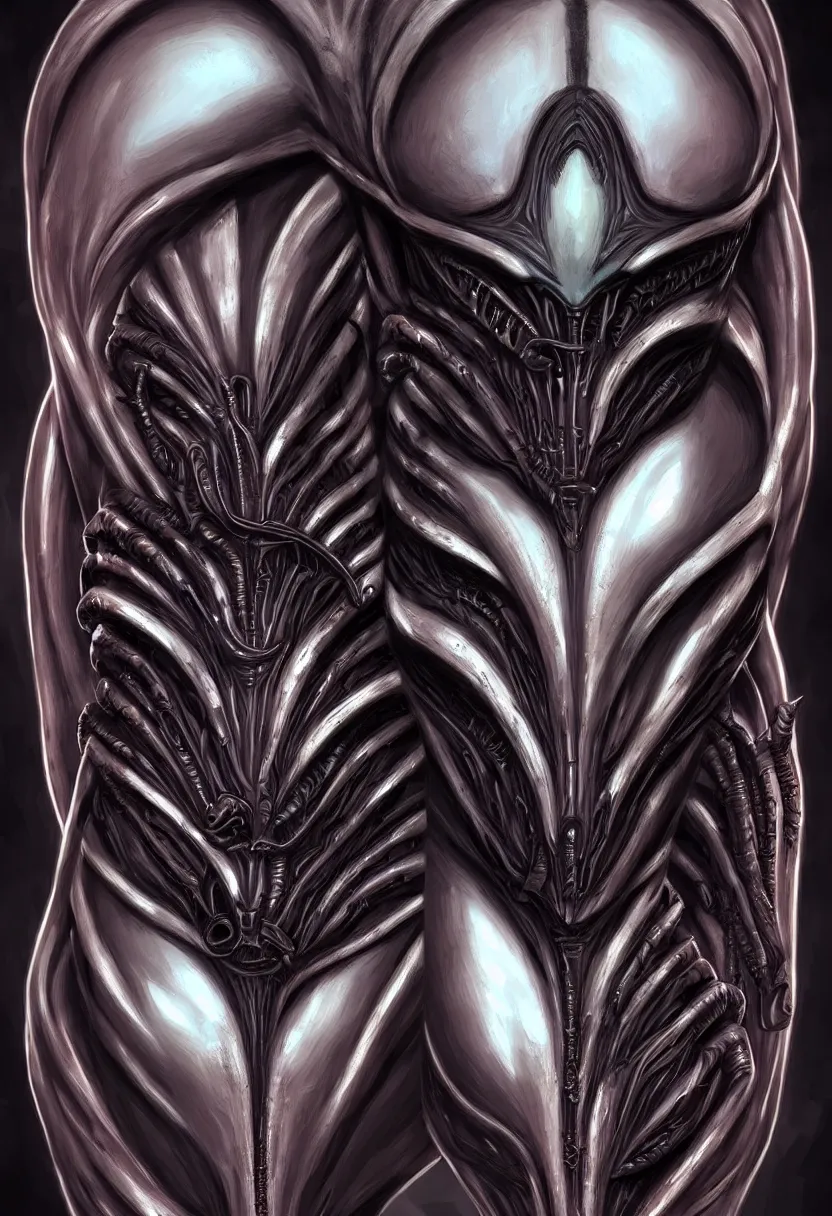 Image similar to beautiful symmetrical xenomorph female face, aesthetic art, 8 k, high details, digital painting, concept art, matte painting, art by arstation and mimmo rottela, pixels art by paul robertson
