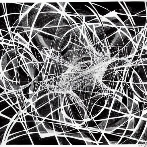 Image similar to abstract black and white concept art graphic painting illustrating stochastic equations, overcomplicated, math inspired, hyper detailed, psychodelic, creepy