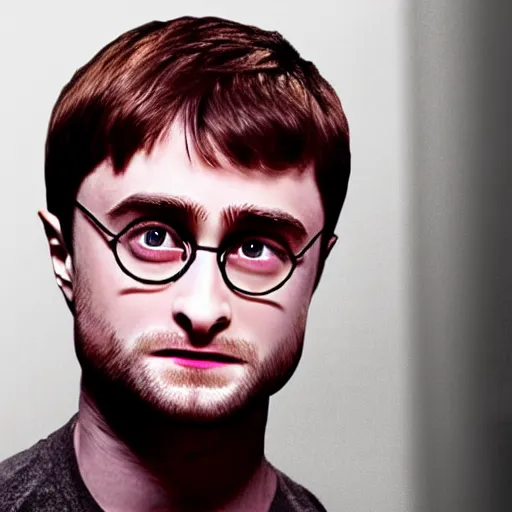 Image similar to hyperrealistic film still of daniel radcliffe crossed with a radish