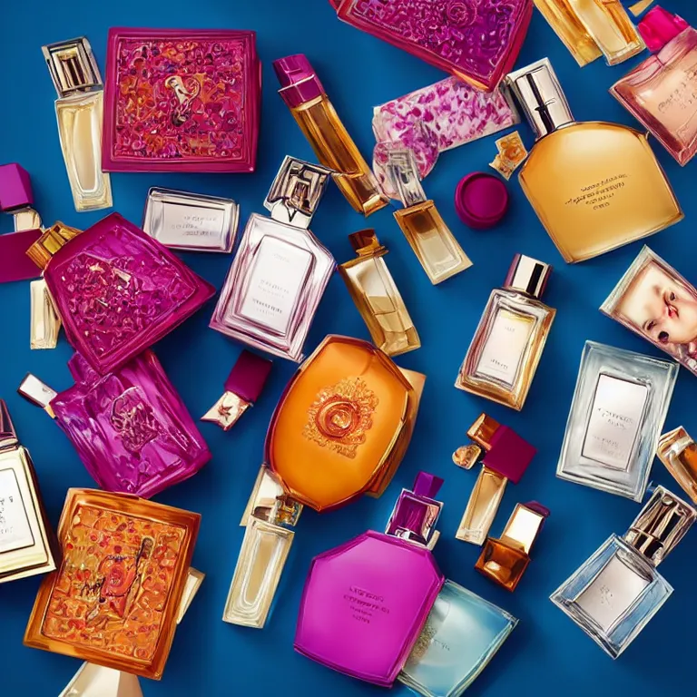 Image similar to portrait fragrance packshot by martin parr, highly detailed, saturated colors, fashion