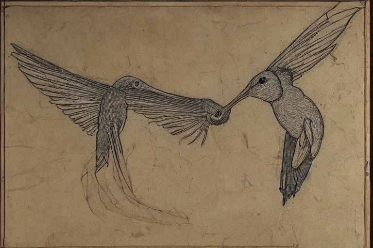 Image similar to Hummingbird mechanics papyrus, Da Vinci Drawing