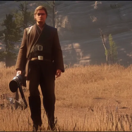 Prompt: Film still of Anakin Skywalker in Red Dead Redemption 2 (2018 video game)