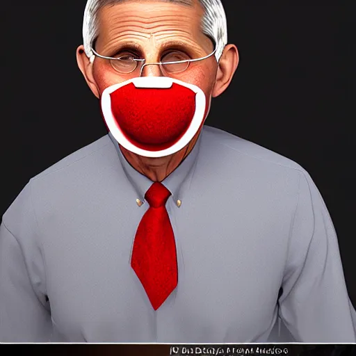 Prompt: dr. fauci with a red ball gag in his mouth, realistic render, digital art, highly detailed, dramatic lighting, award winning deviant art