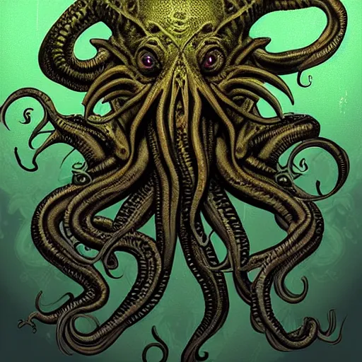 Image similar to Cthulhu, roleplaying game, digital art