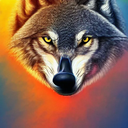 Prompt: a wolf eagle!! hybrid, bold natural colors, masterpiece, trending on artstation, photograph