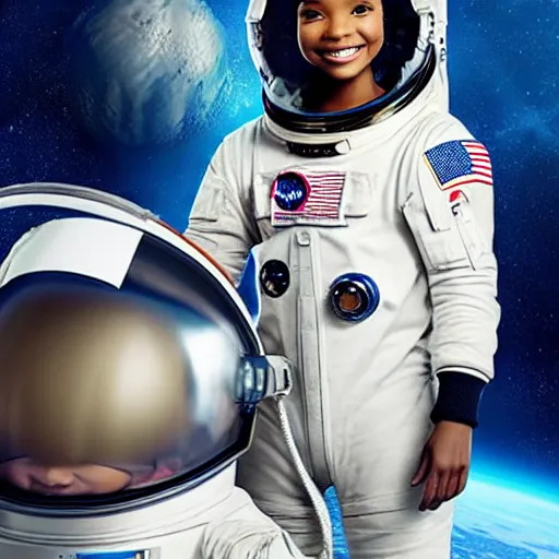 Image similar to halle bailey as an astronaut, high res imax 7 0 mm film grainy photo uhd