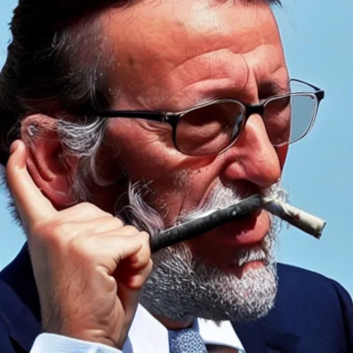 Prompt: Mariano Rajoy smoking weed