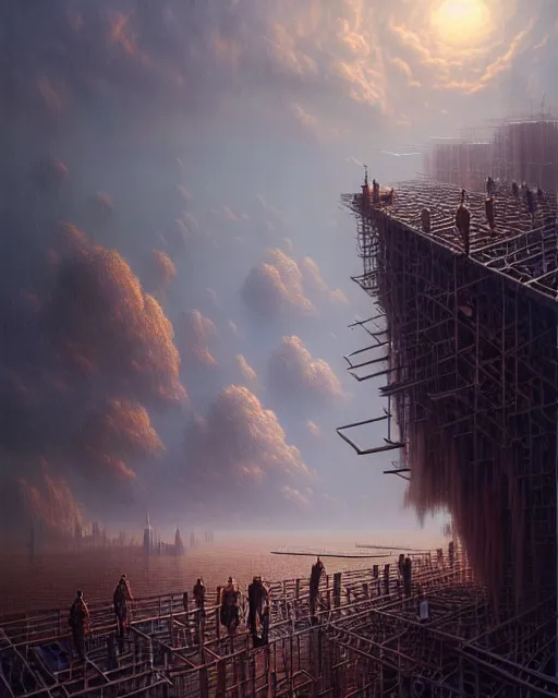 Image similar to a hyper - detailed 3 d render like a oil painting of the construction of a unreal motivation, surrealism!!!!! surreal concept art, lifelike, photorealistic, digital painting, aesthetic, smooth, sharp focus, artstation hd, by greg rutkowski, bruce pennington, valentina remenar and asher duran,