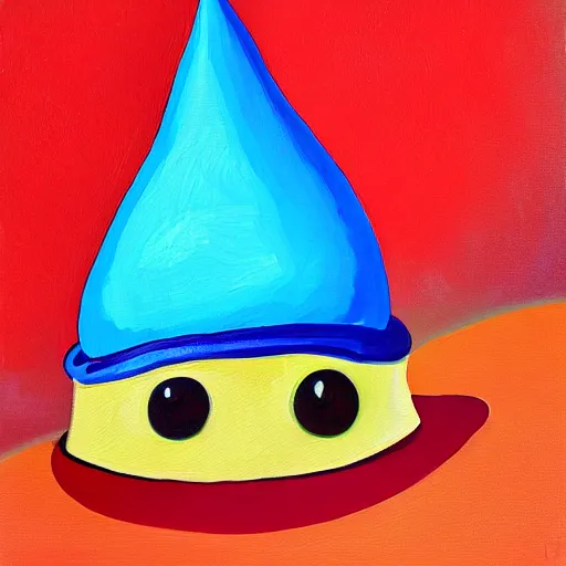 Prompt: painting of a slug wearing a party hat