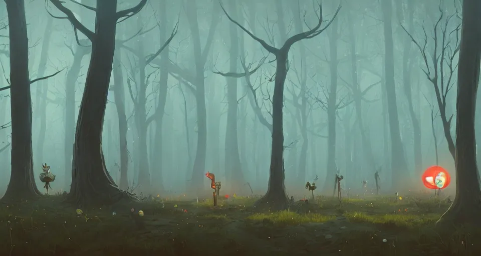 Image similar to Enchanted and magic forest, by simon stalenhag