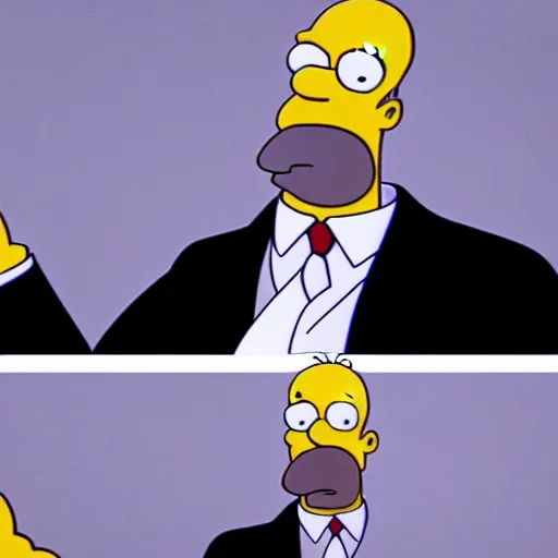 Image similar to Homer Simpson as James Bond, animation film opening sequence, pistol, HD still frame