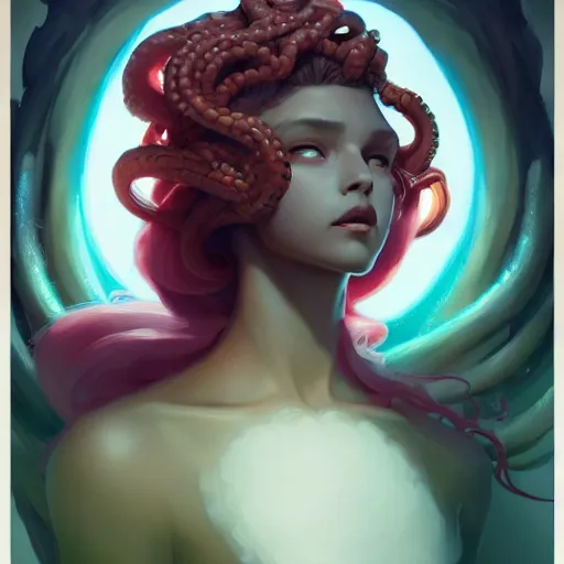 Image similar to a beautiful portrait of medusa, concept art by pete mohrbacher and guweiz and ilya kuvshinov, digital art, highly detailed, intricate, sharp focus, trending on artstation hq, deviantart, unreal engine 5, 4 k uhd image