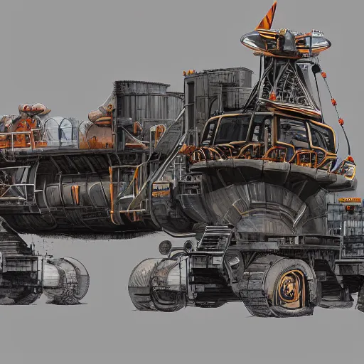 Prompt: concept art of massive mining drilling vehicle by Dawid Michalczyk