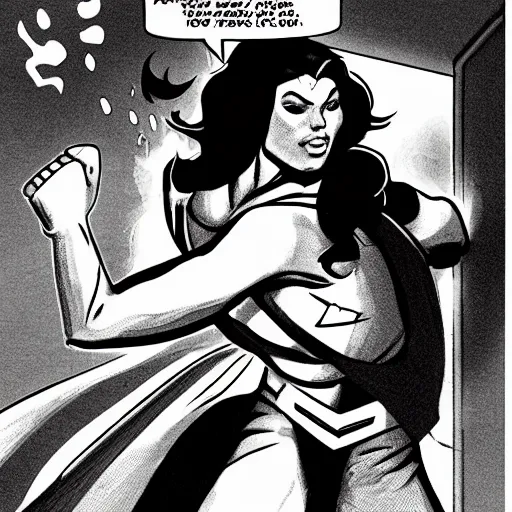 Prompt: Superwoman punching a gelatin house