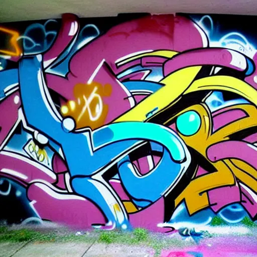 Image similar to graffiti on a wall, anime ,