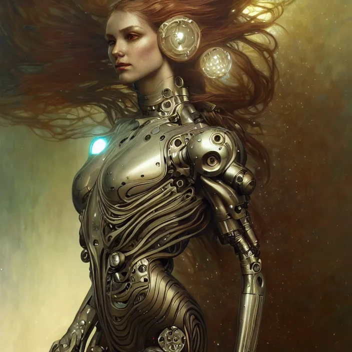 Image similar to organic cyborg, wolf, diffuse lighting, fantasy, intricate, elegant, highly detailed, lifelike, photorealistic, digital painting, artstation, illustration, concept art, smooth, sharp focus, art by John Collier and Albert Aublet and Krenz Cushart and Artem Demura and Alphonse Mucha