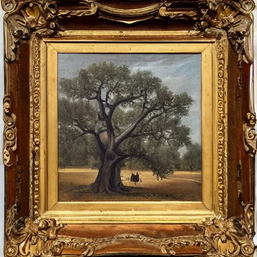Prompt: huge tree with a lot of hanging bodies, southern gothic art, 1 9 th century scene, painted by friedrich caspar david