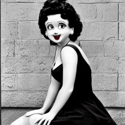 Image similar to UHD candid photo of Betty Boop on a street corner with call girls, UHD, photorealistic, correct face, photo by Annie Leibowitz