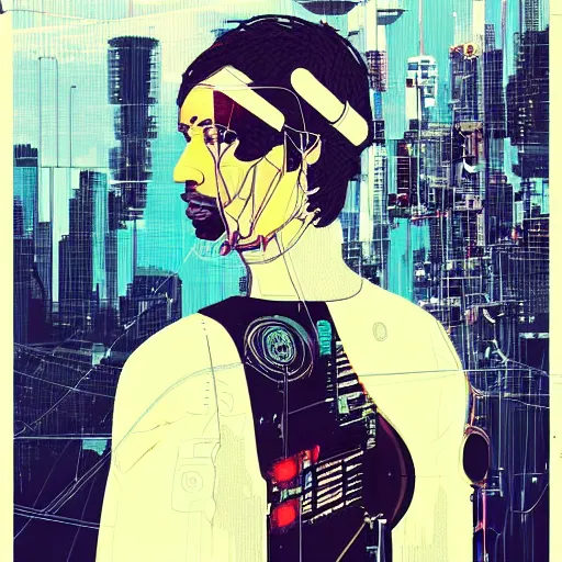 Prompt: a portrait of kawhi leonard as an android robot in a scenic environment by conrad roset, hyperdetailed, cyberpunk, cool, cybernetically enhanced, trending on artstation