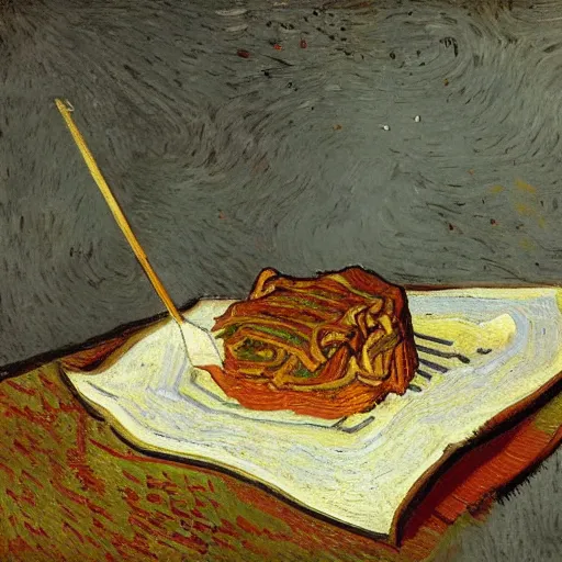 Prompt: a doner kebab by vincent van gogh, digital art, trending on artstation