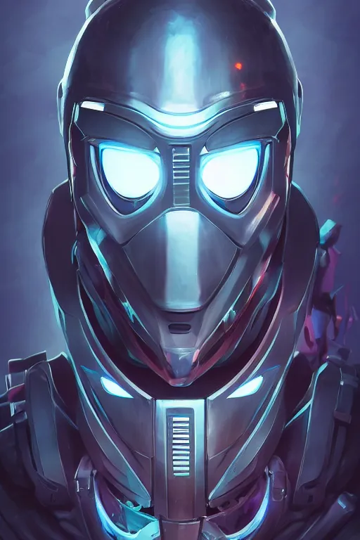 Image similar to epic mask helmet robot ninja portrait stylized as fornite style game design fanart by concept artist gervasio canda, behance hd by jesper ejsing, by rhads, makoto shinkai and lois van baarle, ilya kuvshinov, rossdraws global illumination radiating a glowing aura global illumination ray tracing hdr render in unreal engine 5