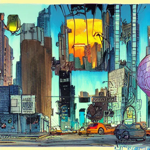 Image similar to a portrait of a character in an urban environment by Ralph Bakshi