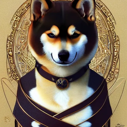 Prompt: portrait of a shiba inu as a birthday cake, fantasy, intricate, elegant, highly detailed, digital painting, artstation, concept art, smooth, sharp focus, illustration, art by artgerm and greg rutkowski and alphonse mucha