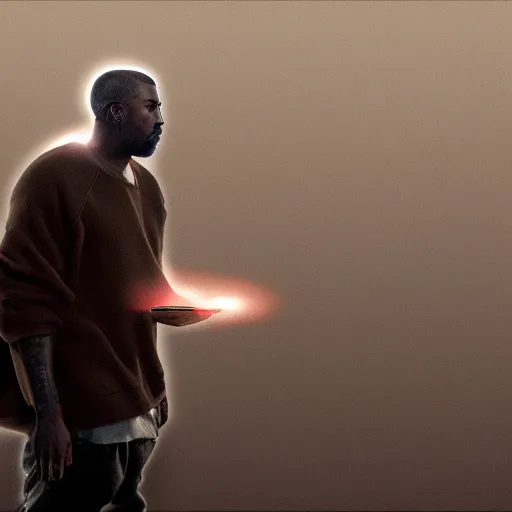 Image similar to Kanye West casting a white person spell, UHD, 4k, highly detailed, artstation