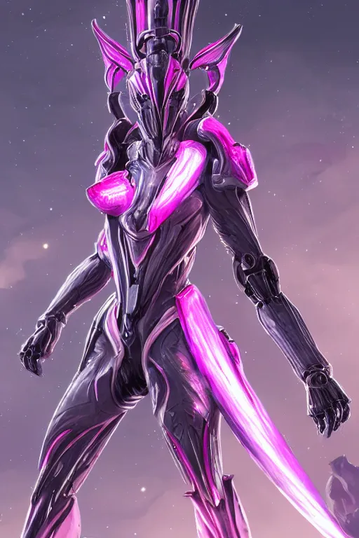 Image similar to galactic sized intricate high detailed elegant beautiful stunning quality giantess hot female warframe anthro mecha female dragon goddess, pink body, sleek metal head, sleek visor, smooth pink skin, sleek silver armor, bigger than galaxy, epic proportions, epic scale, epic size, warframe fanart, furry, dragon art, goddess, giantess, furaffinity, octane