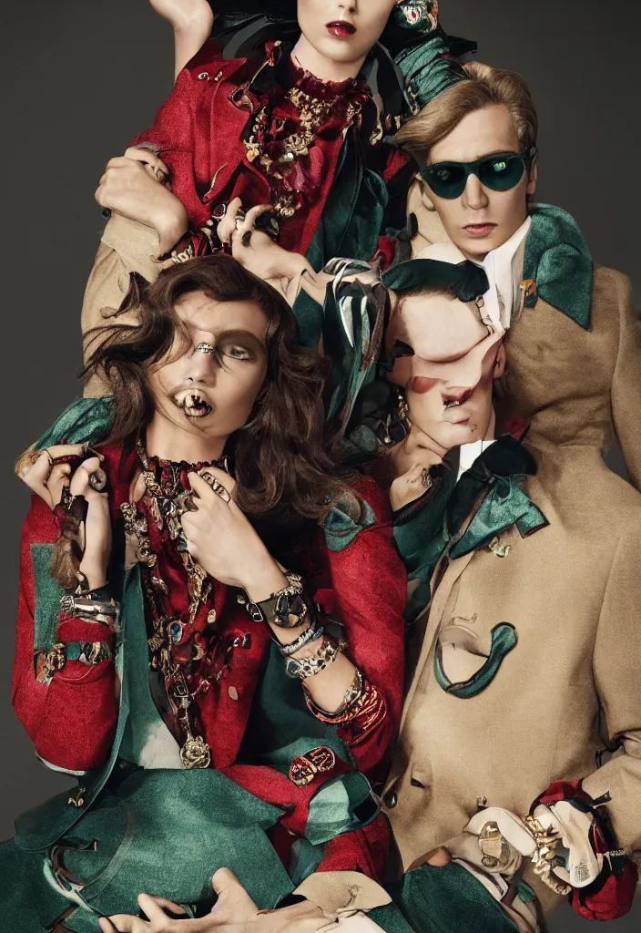 Image similar to Gucci advertising campaign portrait.