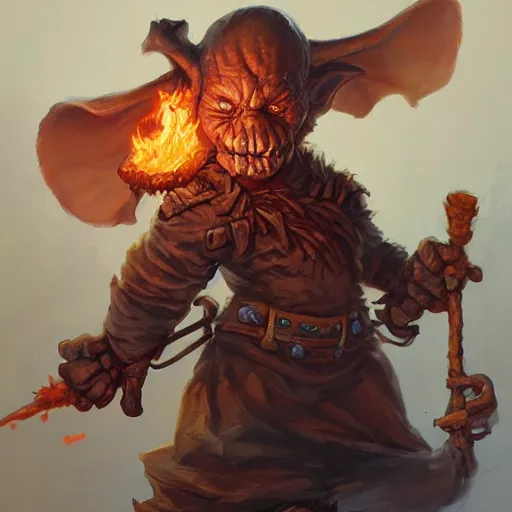 Prompt: a goblin pyromancer, by justin gerard and jesper ejsing, digital art, realistic painting, dnd, character design, trending on artstation