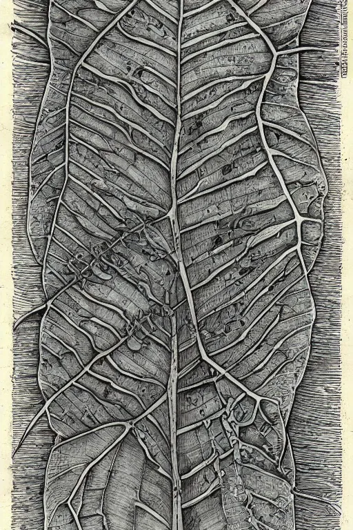 Prompt: scan of the leaves of an old cursed herbarium, by john howe, infographic, textbook, marginalia, cursed, alien