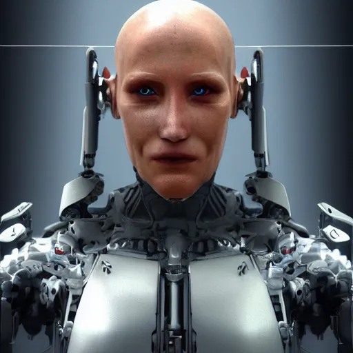 Prompt: earth 2047 transhuman cyborg humanoid alien 4k