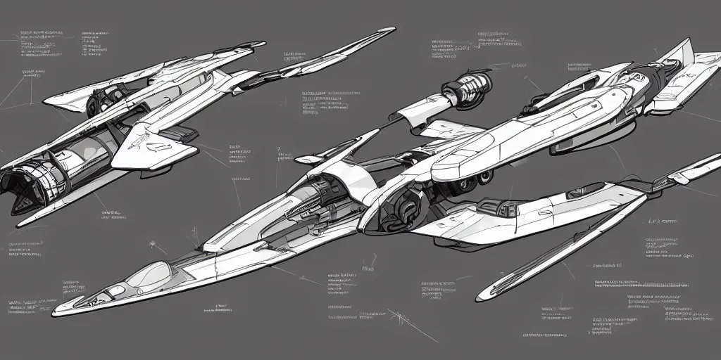 Image similar to highly detailed schematic, technical drawing, orthographic view, sci-fi hover racer, sci-fi pod racer