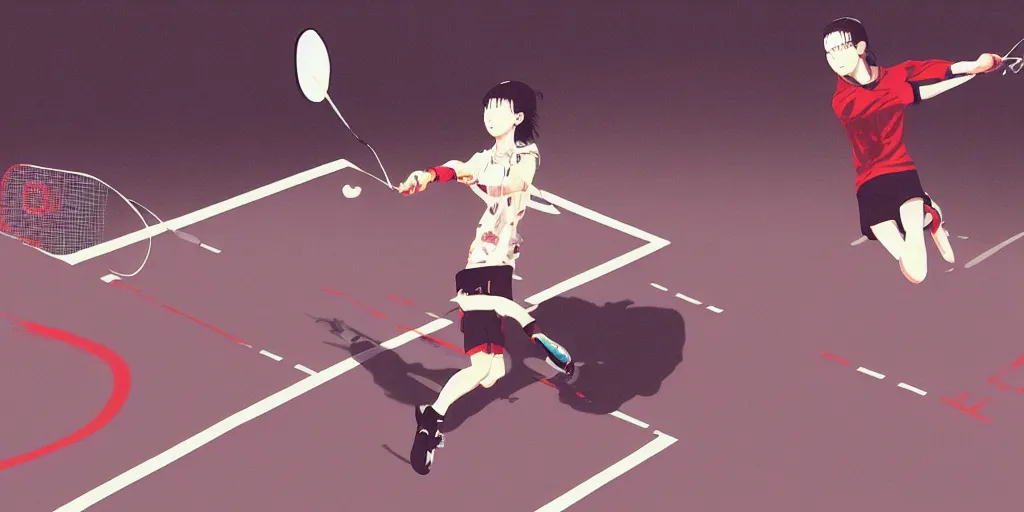 Prompt: illustration of badminton game by ilya kuvshinov katsuhiro otomo