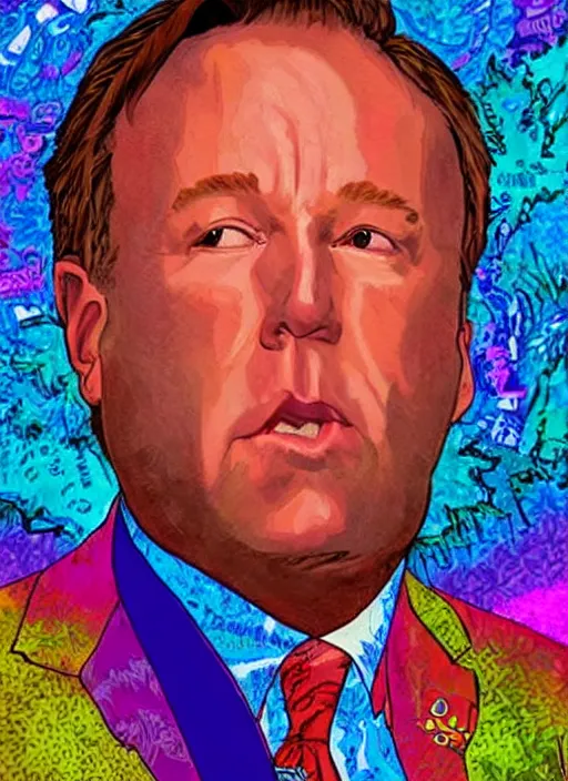 Image similar to alex jones by Zbigniew Brzezinski lisa frank