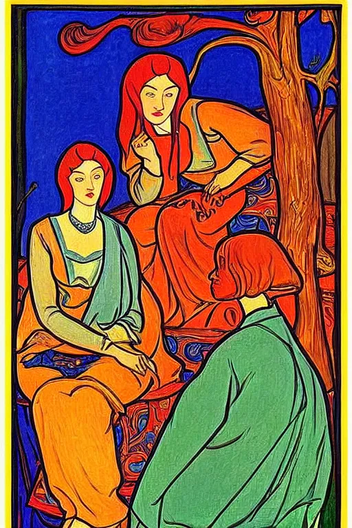 Image similar to women painting by bilibin