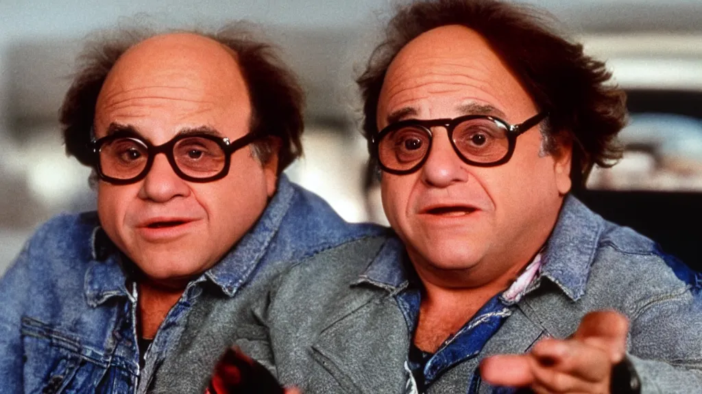 Image similar to A still of Danny Devito in Back to the Future, 8k