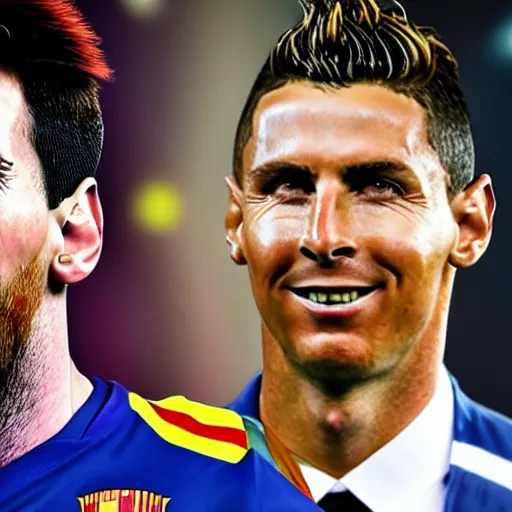Image similar to messi with the face of ronaldo