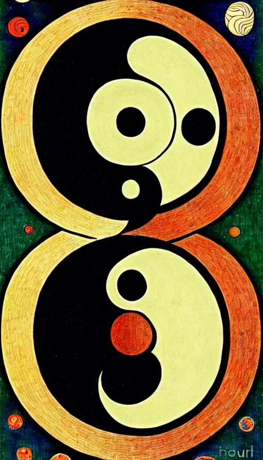 Prompt: Abstract representation of ying Yang concept, by Ivan Bilibin,