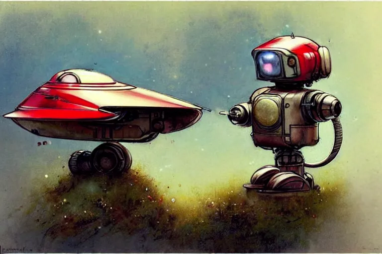 Prompt: adventurer ( ( ( ( ( 1 9 5 0 s retro future robot mouse landspeeder robot. muted colors. ) ) ) ) ) by jean baptiste monge!!!!!!!!!!!!!!!!!!!!!!!!! chrome red