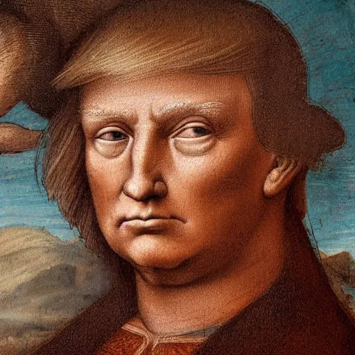 Image similar to a beautiful painting of donald trump by leonardo da vinci, ultra - detailed, 8 k